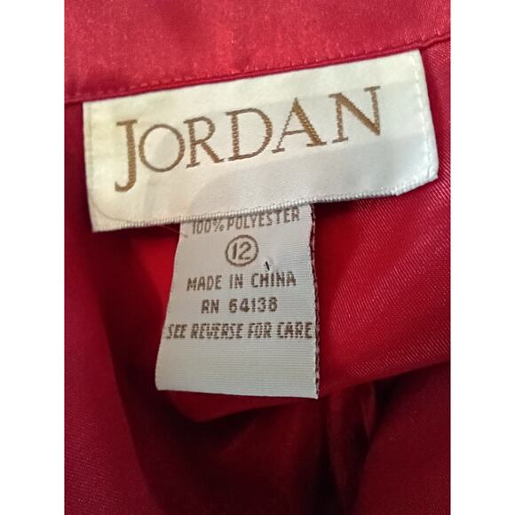 JORDAN Women's Vintage Dressy Blouse Large Red Classic Winter  Christmas - Picture 4 of 4